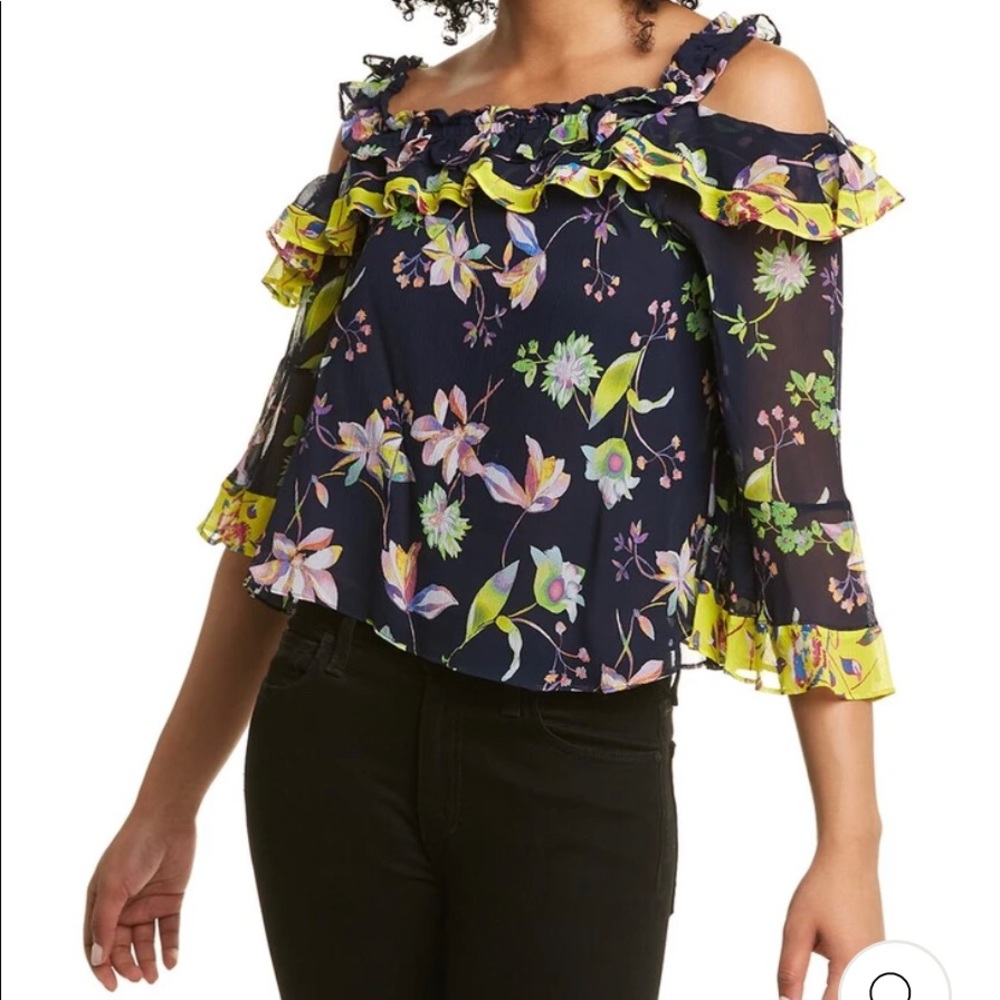 Tanya Taylor violet silk floral top, size 4
